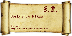 Borbély Miksa névjegykártya
