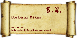 Borbély Miksa névjegykártya