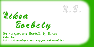 miksa borbely business card